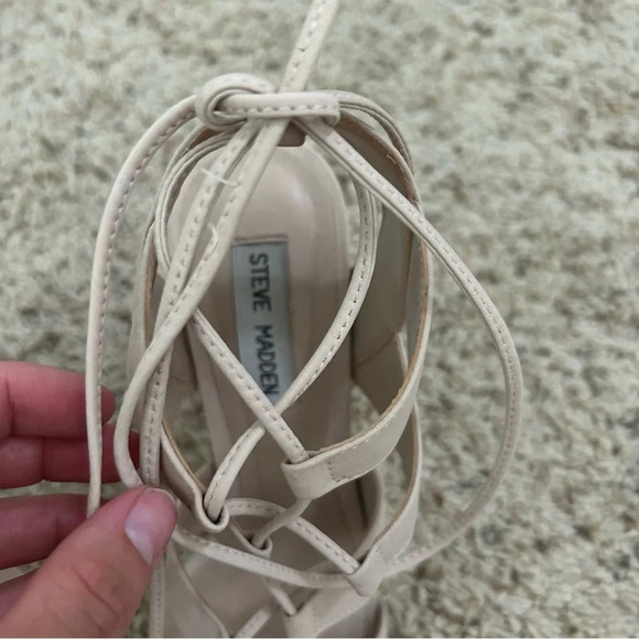 Steve Madden Sandalia Lace Up Leather Heels Blush/Cream Size 7.5 - Picture 3 of 6